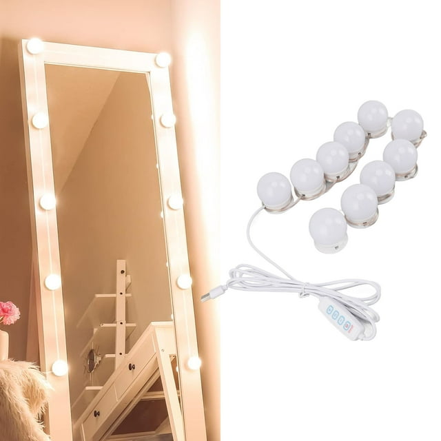Lights LED Vanity Lights With 10 Dimmable Bulbs USB Adjustable Color And Brightness Mirror Lights For Makeup Dressing Room Bathroom