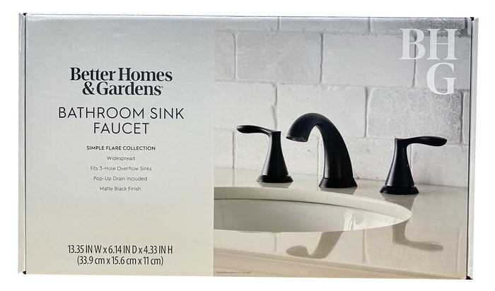 Better Homes & Gardens 8-Inch Widespread Matte Black Bathroom Faucet