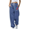 thumbnail image 3 of Gmluru Wide Leg Sweatpants for Women Elastic High Waisted Heart-Shaped Printed Sports Casual Drawstring Long Fall Clothing with Pockets 2025 Blue (XL), 3 of 5