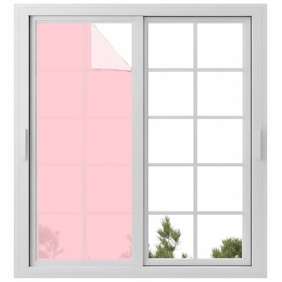 Pink Window Privacy Film, Farmhouse Pink Decor Static Cling UV Sun Blocking Heat Control Window Tint Day and Night, Non-Adhesive Reusable One Way Windows Privacy Cover 29.5''x78.7''