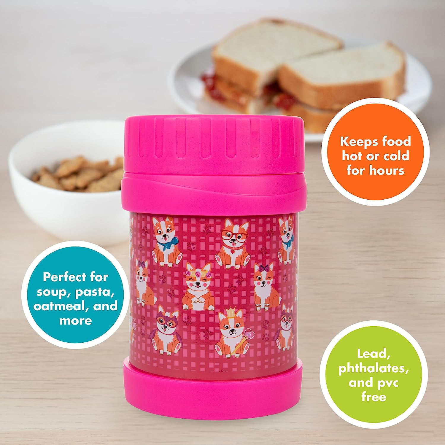 Bentology Stainless Steel Insulated 13oz Thermos for Kids - Mermaid - Large  Leak-Proof Lunch Storage Jar for Hot or Cold Food 