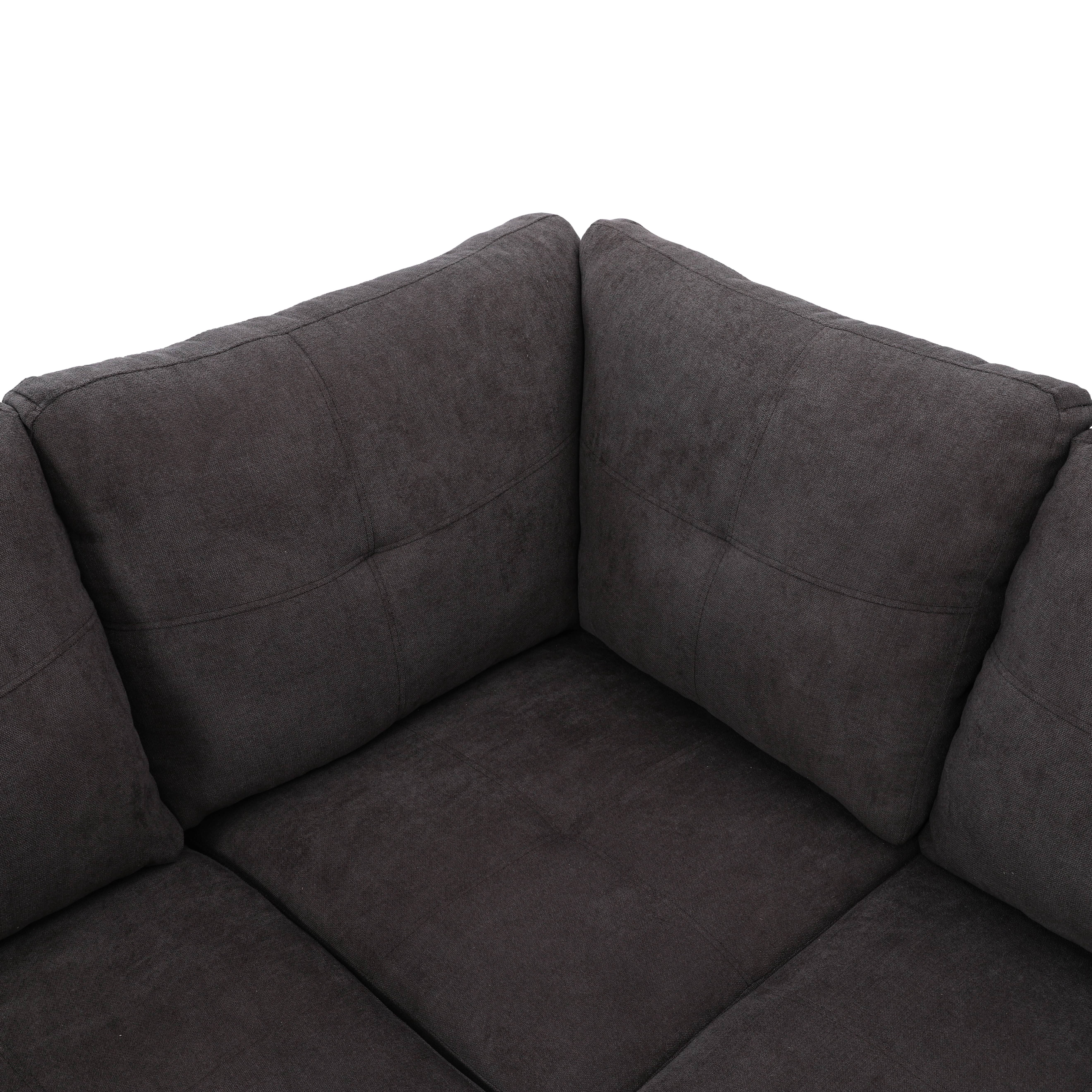 MAYEERTY 97" Dark Brown Modern Fluffy 3-Piece Couch Rich Plush Tone Warm Living Room