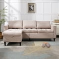 thumbnail image 3 of ZAFLY Reversible Sectional Couch Set 3 Seat, L Shaped Modular Sleeper Sofa Bed with Flexible Storage Ottoman Chaise, Modern Sofa Couches for Living Room/Apartment/Office - Beige, 3 of 7
