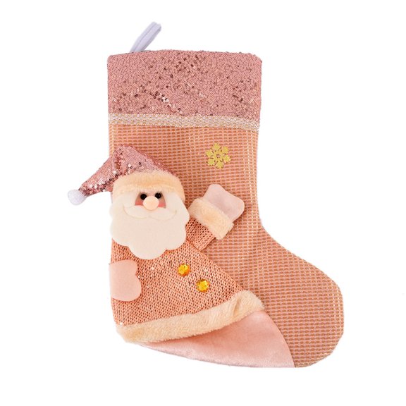 Odeerbi Christmas Stocking Christmas Tree Decorations Sequin Christmas Stocking Ornaments Gift Bag Pink