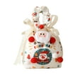 thumbnail image 2 of Kumdkd Christmas Eve Produce Bags - White Cloth with Red Ribbons & Gold Stamping, Adjustable Drawstrings, 3D Tailoring, Eco-Friendly Reusable for Holiday Gifts & Decor (22x10x8cm/8.66x3.94x3.15in), 2 of 6