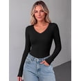 thumbnail image 5 of Zeagoo Women Long Sleeve Basic Tee 3 Pack Fall V Neck Casual T-Shirt Ribbed Slim Fit Tops, 5 of 6