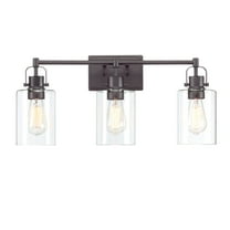 3-Light Bathroom Light Fixtures Dark Bronze Vanity Lighting over Mirrors, Vintage Wall Sconce with Clear Glass Shade