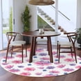 thumbnail image 3 of Purple Pink Spring Floral Round Area Rug 5Ft Washable Circle Rugs for Living Room Bedroom, Summer Botanical Flower Non-Slip Carpet Floor Mats Indoor Outdoor Carpet Runner Aesthetic Home Decor, 3 of 8