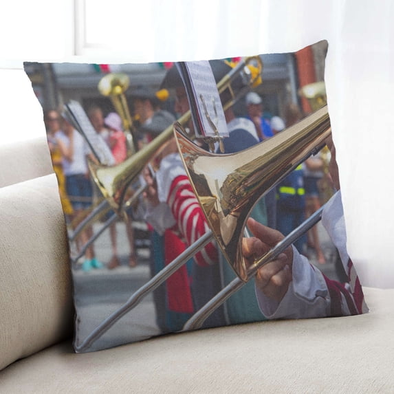 Ahgly Company Music Trombone Indoor Throw Pillow, 18 inch by 18 inch