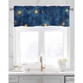 thumbnail image 2 of Navy Blue Yellow Star Kitchen Valances for Windows Farmhouse Linen Window Valance Curtain for Living Room Window Treatment Starry Sky Vintage Valance Rod Pocket Topper Drape, 42 x 12 Inch, 2 of 6