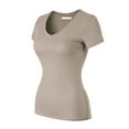 thumbnail image 3 of Made by Olivia Women's Basic Solid Short Sleeve V Neck Jersey Top, 3 of 6