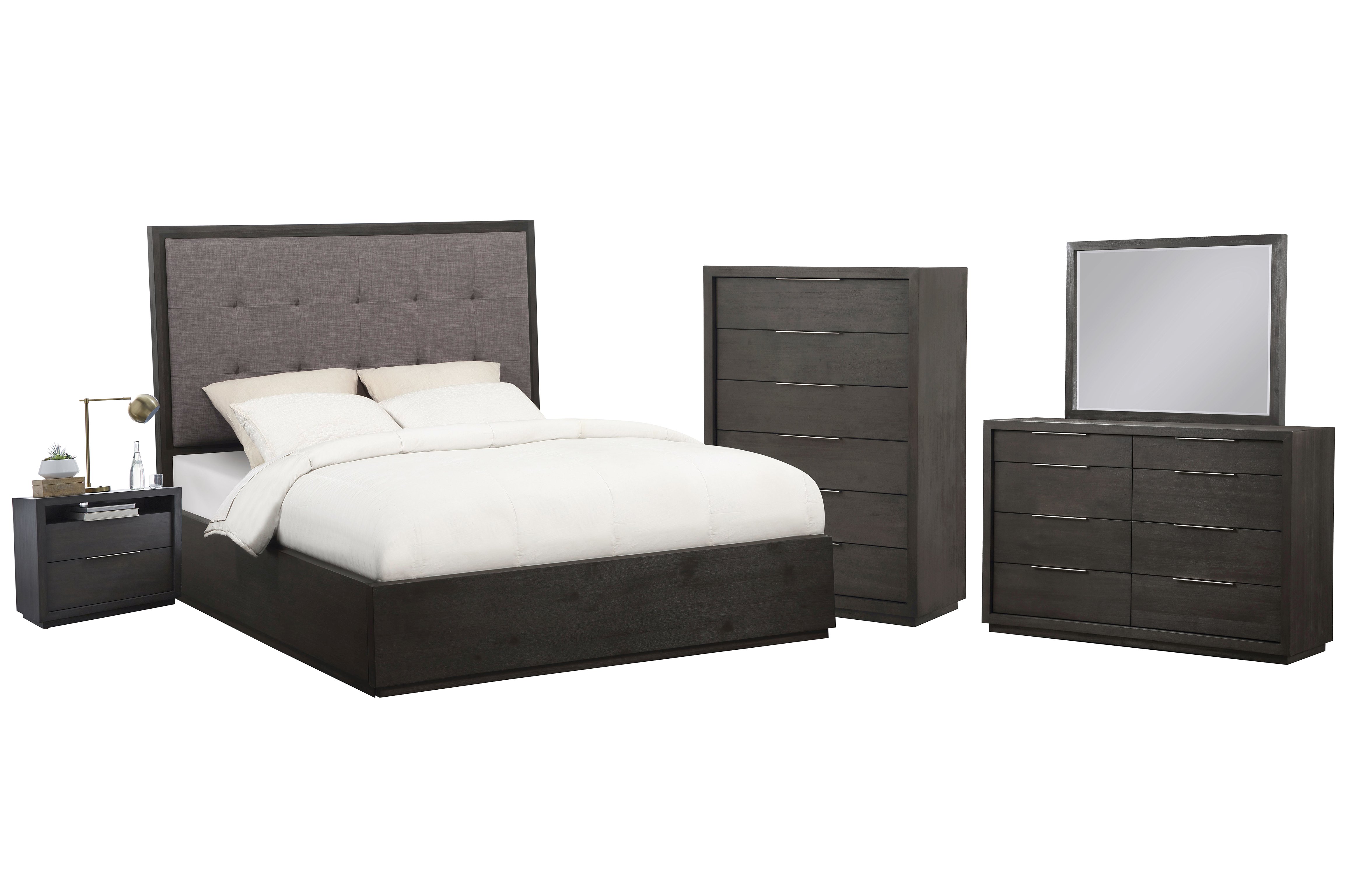 Outbound 5PC Full Storage Bed, Nightstand, Dresser, Mirror & Chest Set