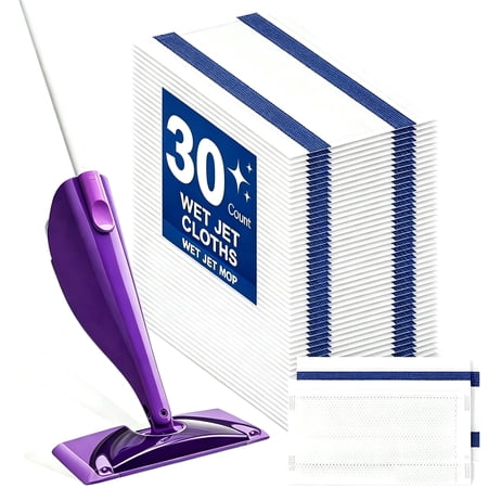Mopping Pads Refills for Swiffer Wet Jet Mop Disposable Wet Jet Pads Superior Absorption Suitable for All Hardwood & Multi-Surface 30 Court