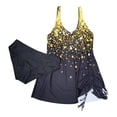thumbnail image 4 of 2 Piece Swimsuit for Women Trendy Print Plus Size Deep V-Neck Tankini Set Yellow Womens Bathing Suits L, 4 of 4
