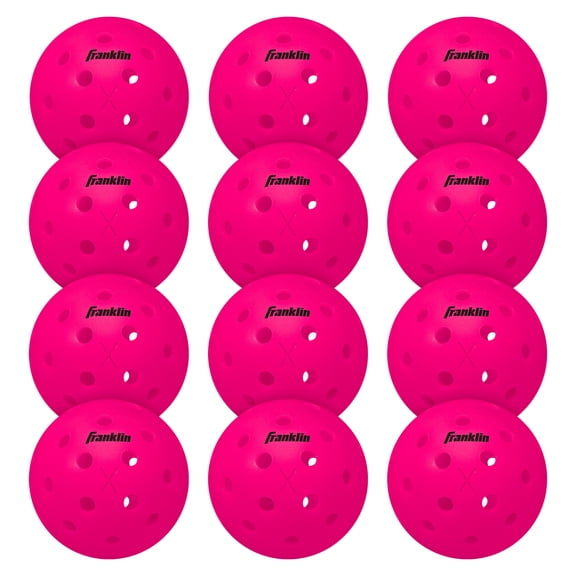 Franklin Sports X-40 Outdoor Pickleballs - Official Size - Pink - 12 Pack