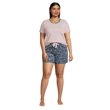 

Lands End Women s Plus Size Knit Pajama Short Set Short Sleeve T-Shirt and Shorts