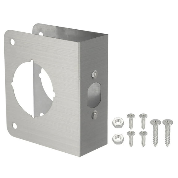 Uxcell Door Reinforcement Plate, Doors Reinforce Repair for Thick Door Door Knob Lock Latch Deadbolt Cover Plate Home Security Silver 1-3/4"; 4-1/2"