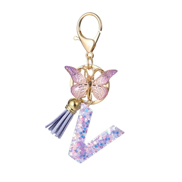 Lisbinx Ahorra un 5% en artículos para el hogar y accesorios de moda. Llavero de 26 letras con colgante y borla. Elegante llavero multifuncional para uso diario.