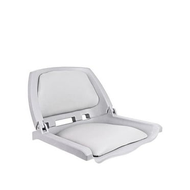 Horizon Manufacturing 1010-AB Folding Back Boat Seat with Replaceable Cushions Shell, Grey