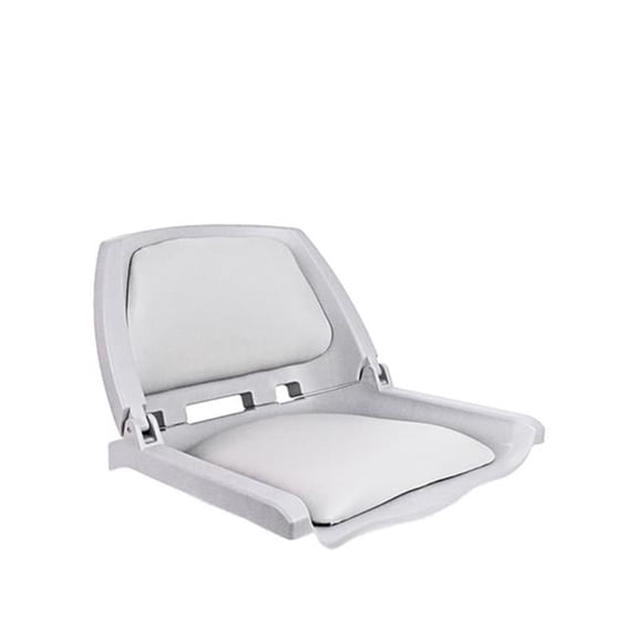15.75 in. Folding Back Boat Seat with Replaceable Cushions Shell, Grey