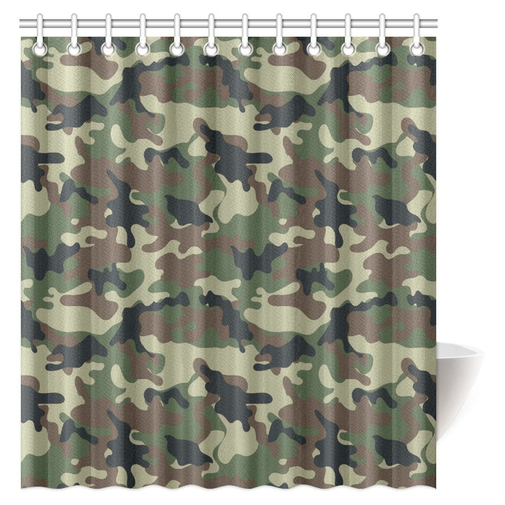 GCKG Camo Shower Curtain, Green Military Camouflage Army Forces the ...
