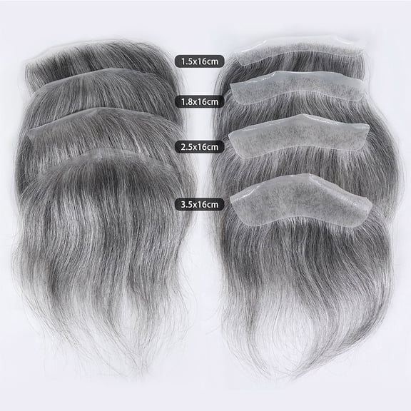 Men Forehead Hairline Toupee 1B60# Gray Indian Human Hair PU Skin Male Hairpieces Frontal Hair Topper