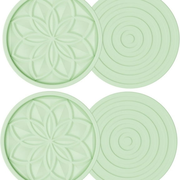 Silicone Coasters Set, 4 Pcs Drink Coasters for Coffee Table, Bar Tabletop Protection - Nyanza Green