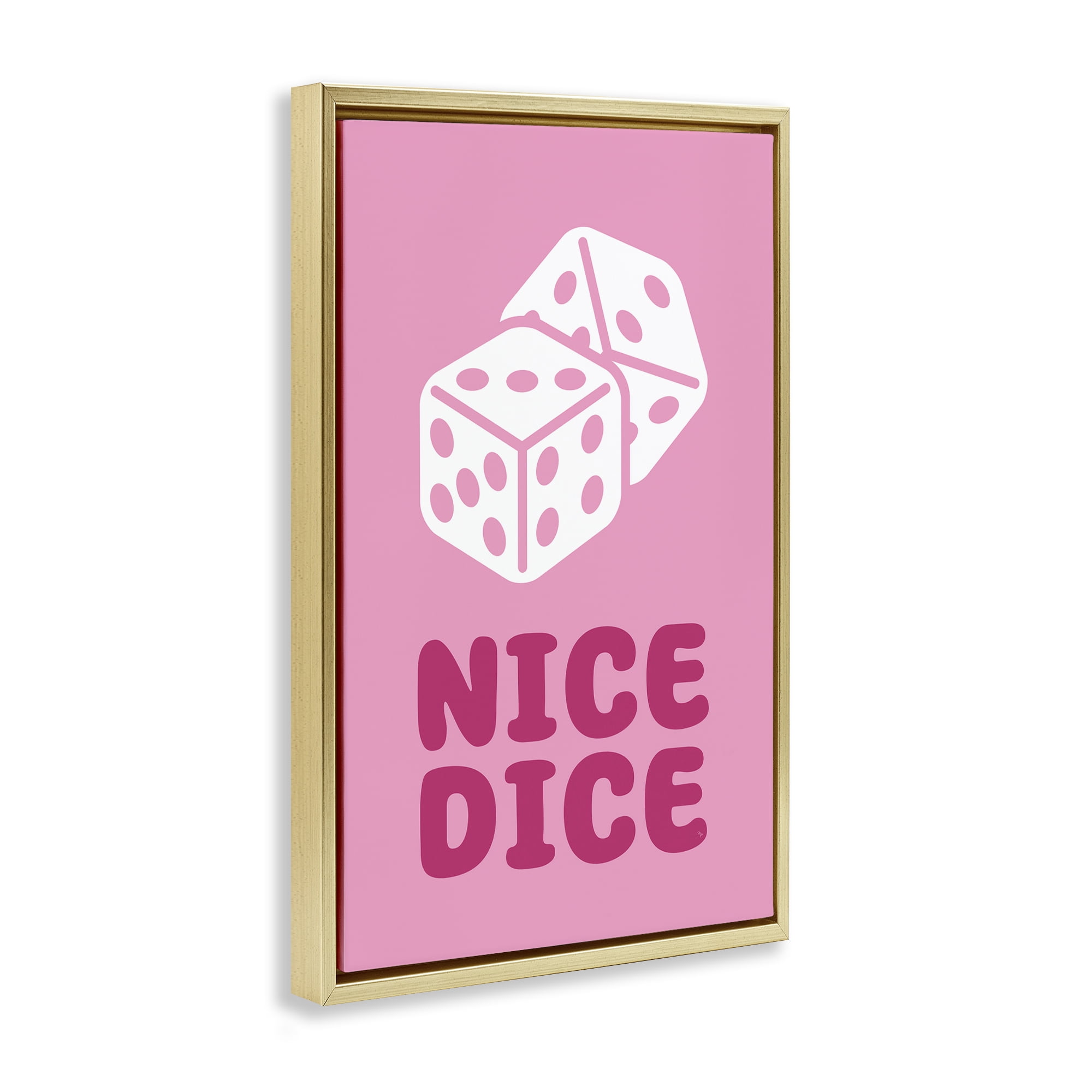 Stupell Industries Nice Dice Phrase Entertainment Painting Gold Floater Framed Canvas Art Print Wall Art, 21 x 31