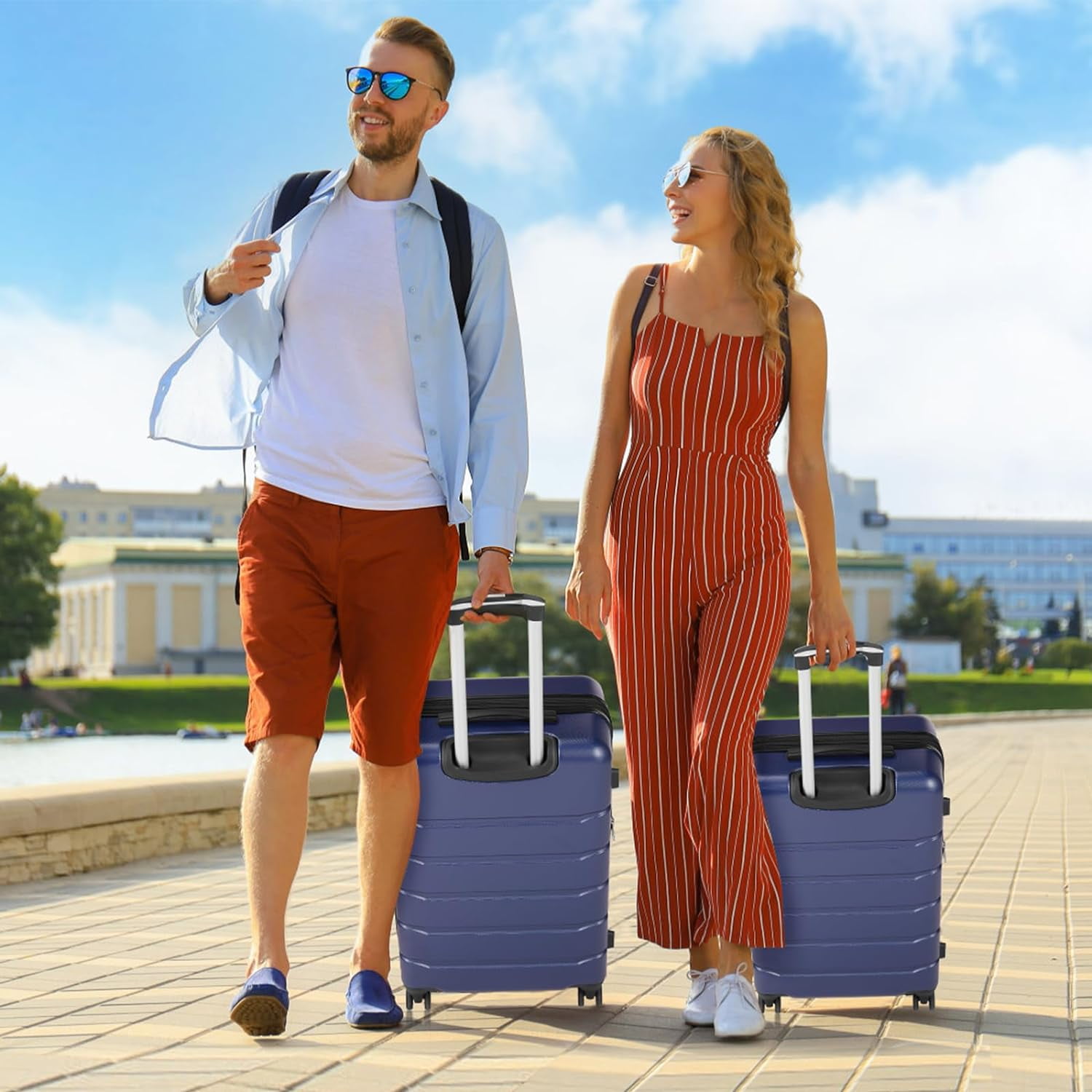 28 Inch Luggage Suitcase with TSA Lock, Lightweight Hardside Rolling Suitcase with Spinner Wheels, Expandable Lightweight Luggage, Blue