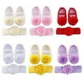 thumbnail image 6 of Infant Baby Girl Shoes Headband 2pcs Set-Baby Mary Flats Cute Flower Princess Wedding Dress Shoes Crib Shoe Headband for Newborns, Infants, Babies Toddlers 0-12 Months, 6 of 6
