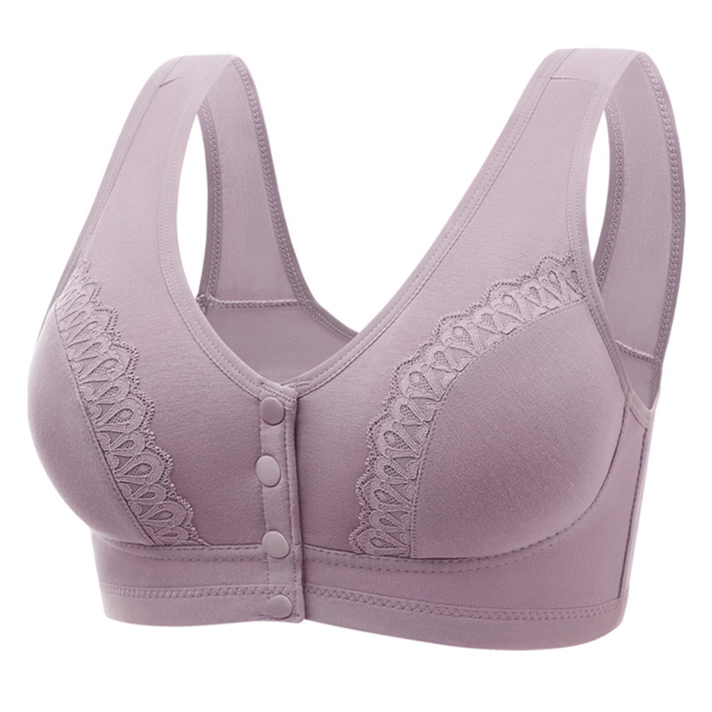 Women's Comfortable Sexy Breathable Bra Medium Cup Bra Without Steel Rings  for The Middle and Old Age Thin Cotton, Purple, 36 : : Clothing,  Shoes & Accessories