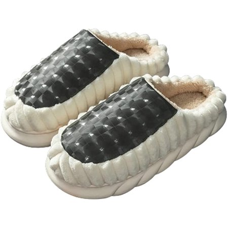 

DanceeMangoo Women Men Cozy Trendy Wave Line Non-slip Slippers Fluffy Faux Fur Plush Lining Starlight Soft House Shoes Indoor Outdoor