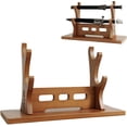 thumbnail image 1 of Wooden Flute Rack, 2-Tier Display Holder, Multi-Tier Stand For Collecting Flutes,Scabbards,Woodwind Instruments, Cutting Tool,Organizer for Collecting, Displaying (Walnut), 1 of 6