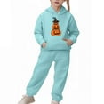 thumbnail image 2 of MKOSPLRT Girls 2 Piece Halloween Outfits Hoodie Sweatsuit Sets 2-13Y Oversized Sweatshirt and Baggy Fall Sweatpant Pumpkin Tracksuits with Pockets, 2 of 5