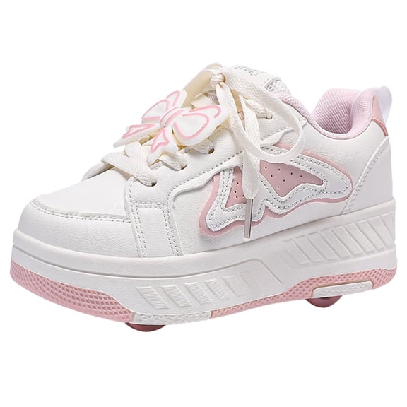 Yiomxhi Kids Roller Shoes, Boy Girl Sneakers with Wheels, Become Sport Sneaker for Christmas Birthday Children Gift, Adjustable Roller Skates Suitable for School and Outdoor