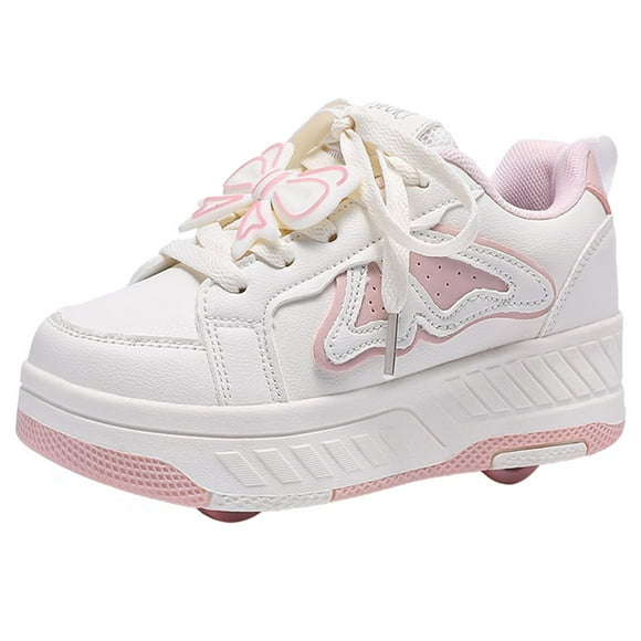 Yiomxhi Kids Roller Shoes, Boy Girl Sneakers with Wheels, Become Sport Sneaker for Christmas Birthday Children Gift, Adjustable Roller Skates Suitable for School and Outdoor