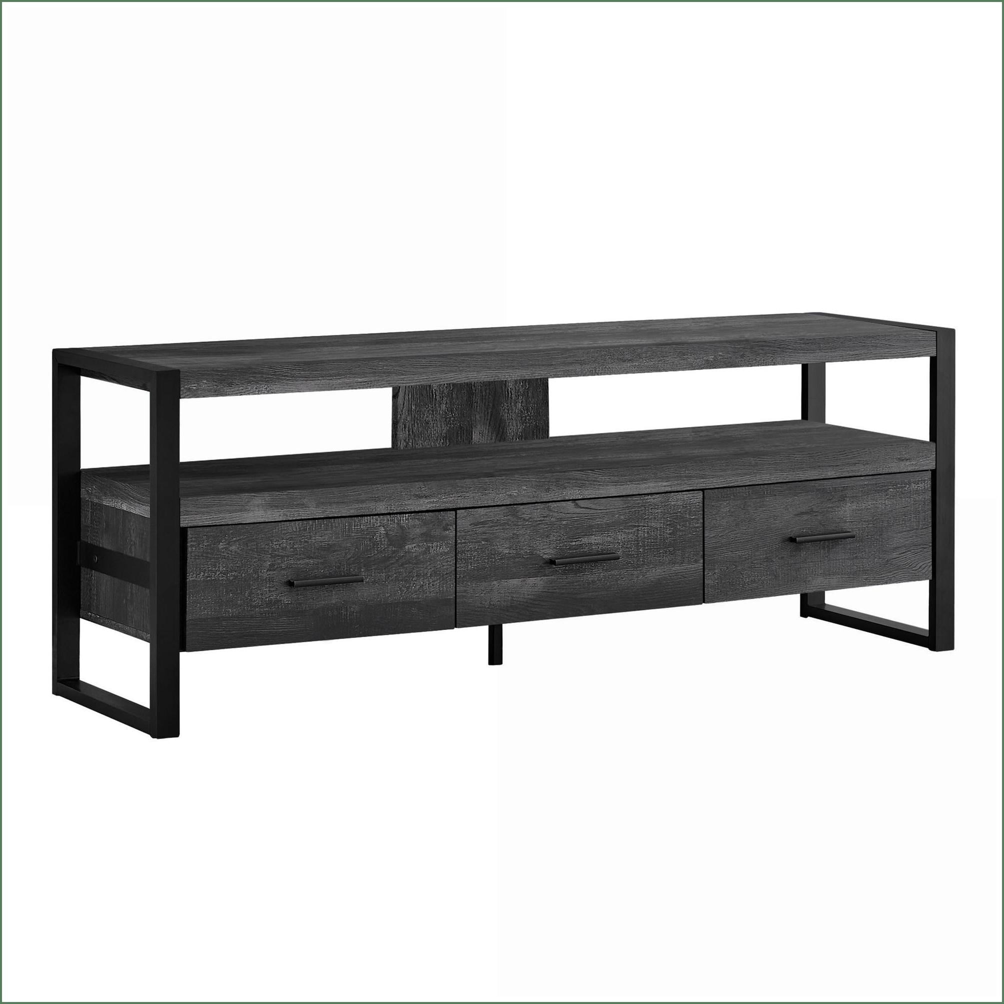 TV Furniture | 60 Inch Industrial TV Stand with Storage | Black | TV Size Ranges 80-89 inches