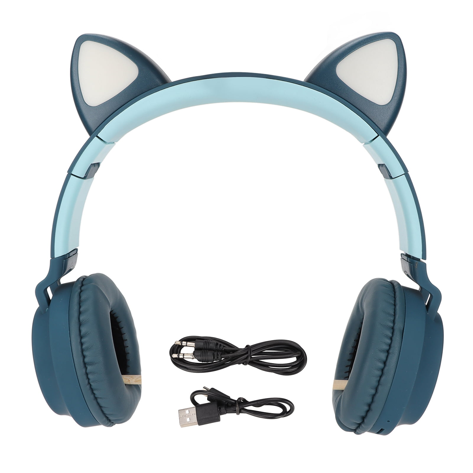 Zaqw Cat Ear Gaming Headphones, Deep Bass Cat Ear Headphones LED Light