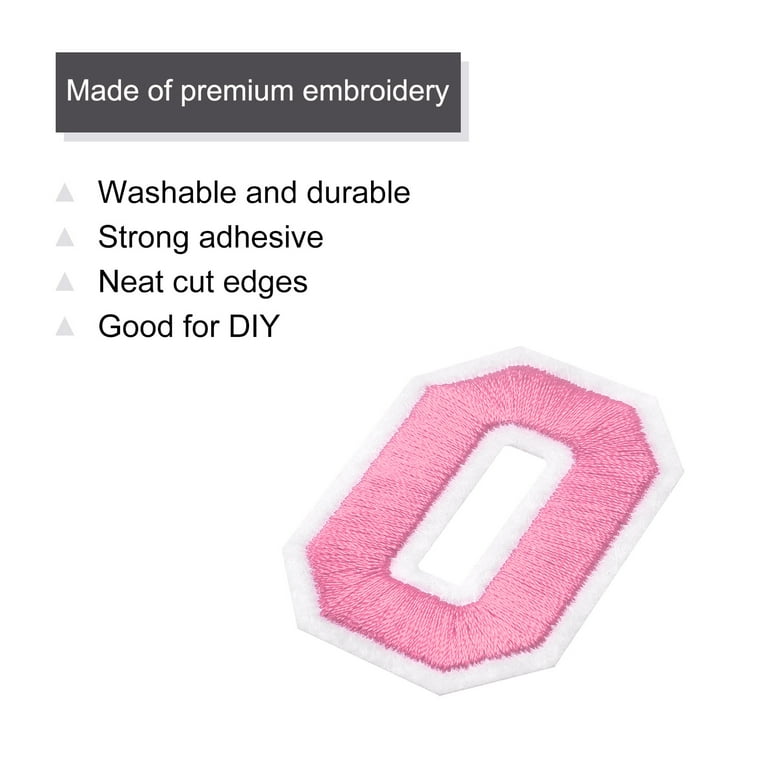 Uxcell Number Patches Embroidered Decorative Repair Patches Iron on Patches  0-9 Pink 2 Height for Clothing 1Set