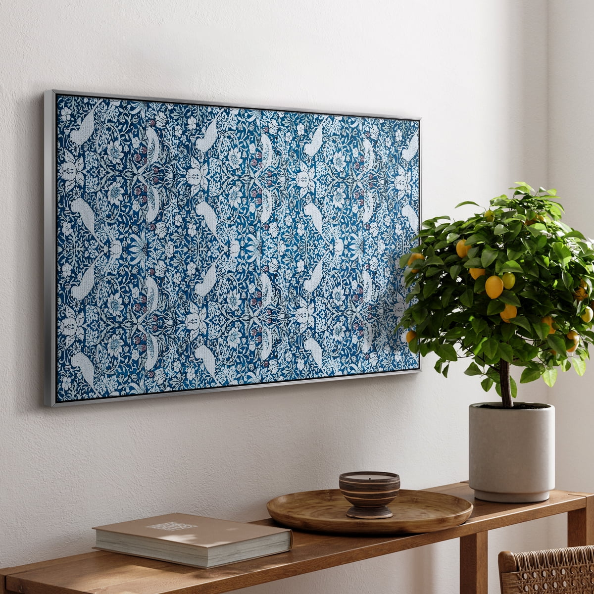 Vintage Abstract Print-LIX Framed in Silver Wood Gallery Wrapped Canvas 27 in. x 41 in.