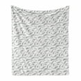 thumbnail image 1 of Fish Soft Flannel Fleece Throw Blanket, Abstract Sketchy Marine Life Inspired Illustration Line Art Underwater Theme, Cozy Plush for Indoor and Outdoor Use, 50" x 70", Black White Grey, by Ambesonne, 1 of 6