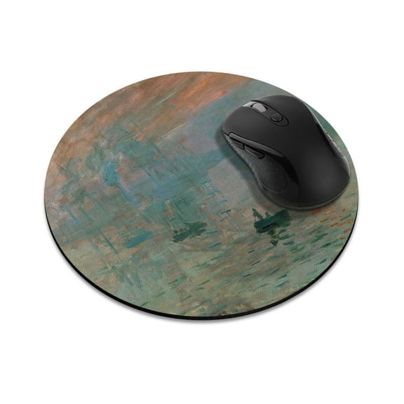 FINCIBO Round Standard Mouse Pad, Non-Slip Mouse Pad for Home, Office, and Gaming Desk, Claude Monet Impression Sunrise