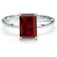thumbnail image 3 of Gem Stone King 14K White Gold Red Garnet Solitaire Engagement Ring for Women | 3.90 Cttw | Emerald Cut 10X8MM | Gemstone January Birthstone | Size 6, 3 of 6