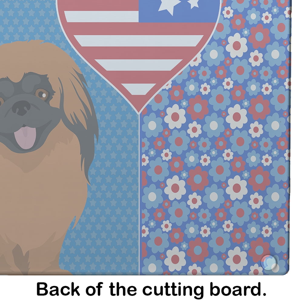 Red Pekingese Glass Cutting Board Large 12 in x 15 in