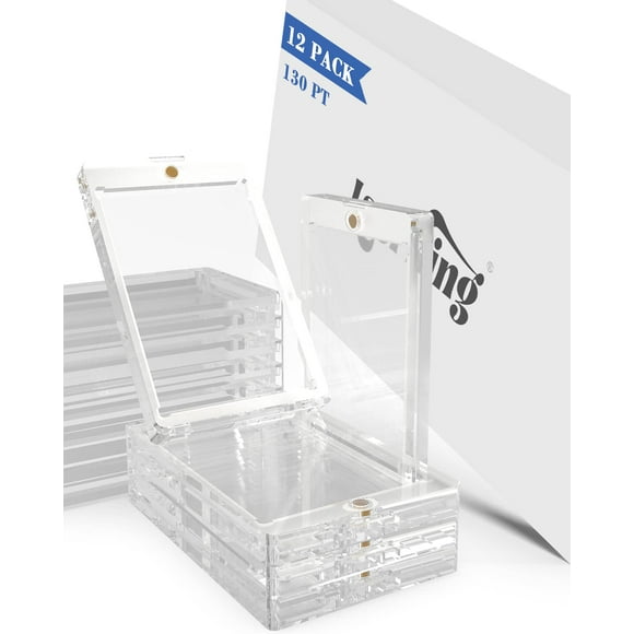Lzerking Magnetic Card Holders 12 Pack, 130PT One Touch Card Holder for Trading Card, Baseball Card, Sports Card