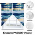 thumbnail image 3 of Abstract Modern Swag Curtain Valance for Windows, Blue Gold Ripple Window Treatments Short Swag Topper for Kitchen Windows Bathroom Bedroom, 36"x63", 3 of 8