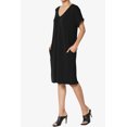 thumbnail image 3 of TheMogan Robe T-Shirt à Manches Courtes Col en V avec Poche pour Femmes Grande Taille, 3 of 6