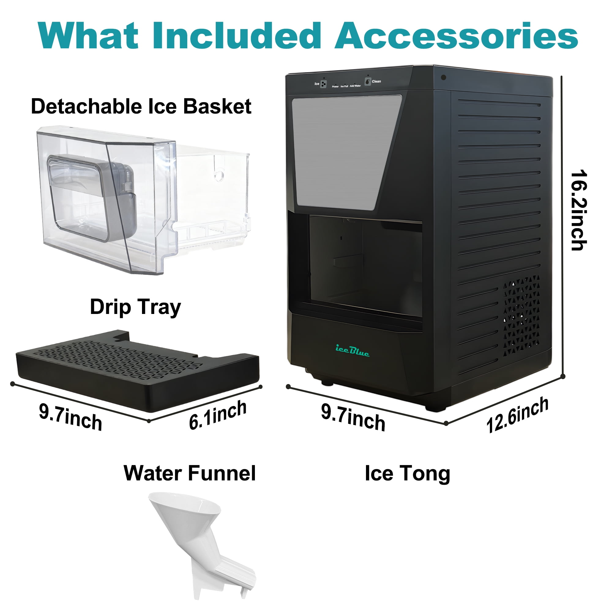 iceBlue Sphere Ice Maker Machine with Ice Tong & Self-Clean, 46 Pcs/24h, Ice Ball Maker for Home/Bar/Party, Black