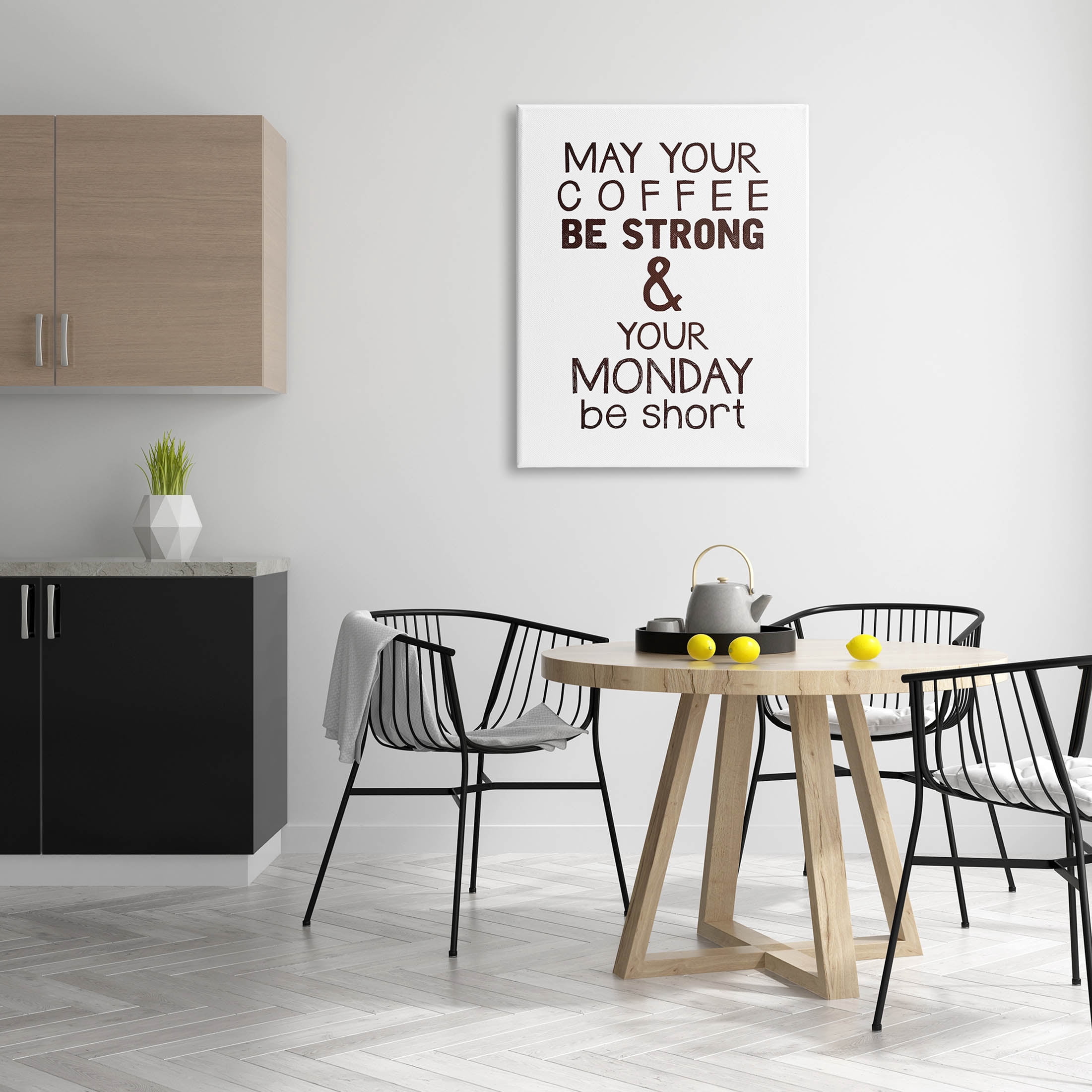 Stupell Industries Strong Coffee & Short Monday Funny Graphic Art Gallery Wrapped Canvas Print Wall Art, Design by K. Kaufman