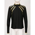 thumbnail image 3 of Hansber Kids Girls Shiny Rhinestones Metallic Striped Long Sleeve Sport Tops Stand Collar Zipper Gold 10, 3 of 7